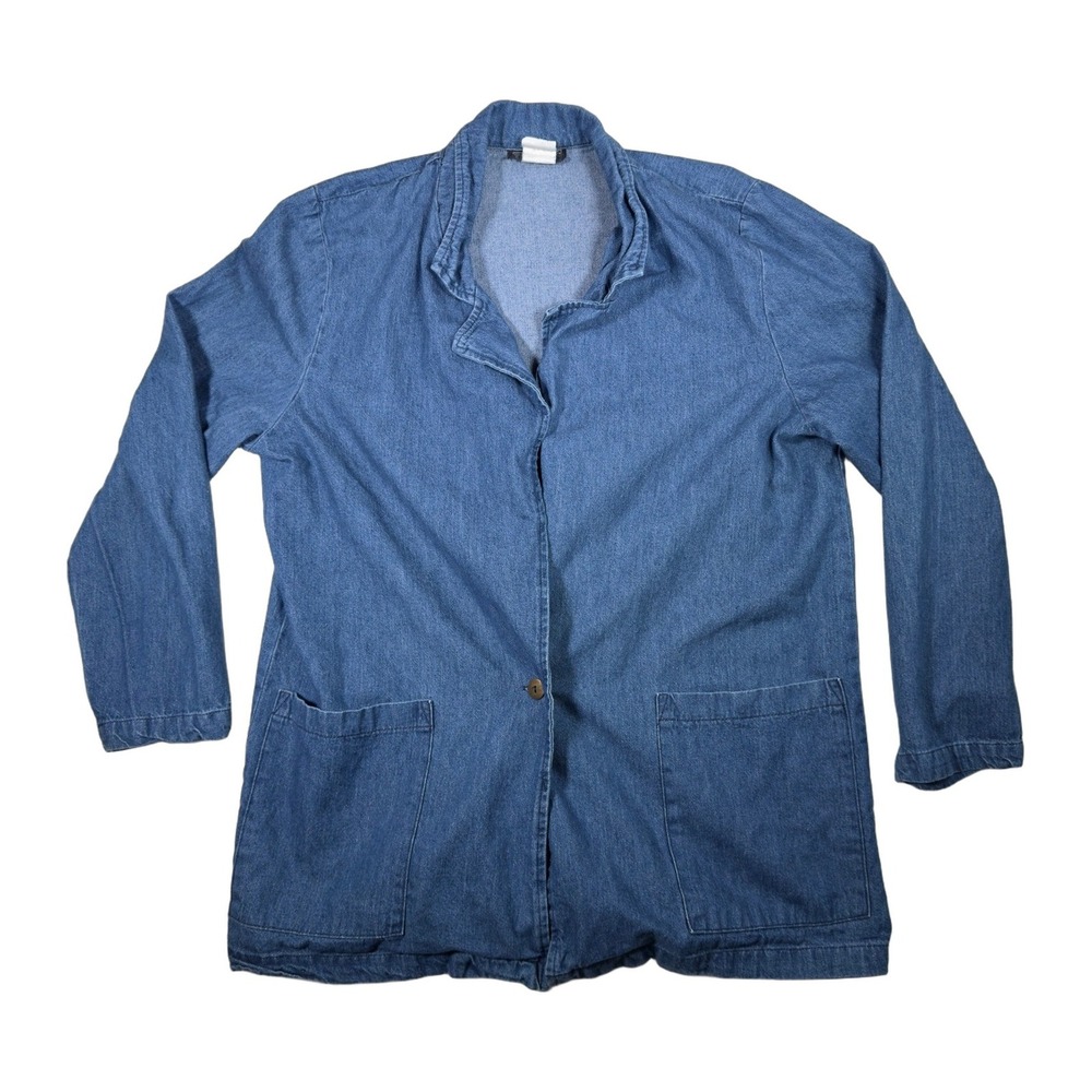 Tickets California Denim Jacket Blue Button Up Long Sleeve Cotton Blazer 14